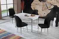 Ensemble de table et de chaises de salle à manger élégant, design moderne et luxueux en bois et métal, extensible, 6 chaises, design économique pour la maison, best-seller de la salle à manger