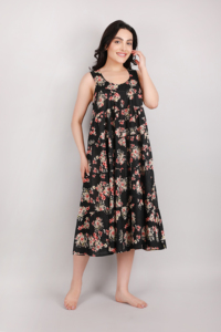 Vestido de noche largo de algodón de moda para mujer Suave de secado rápido Transpirable Suave Todas las estaciones Camisón elegante - Product Image 4