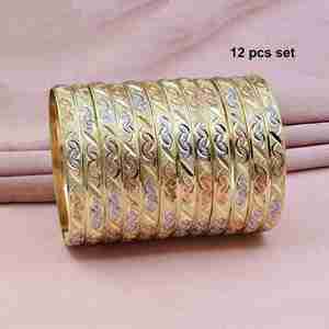 Venta al por Mayor de Brazaletes de Oro de 3 Tonos, Brazaletes de Oro Multitono, Joyería de Moda, Juego de Brazaletes de 3 Tonos, Juego de Brazaletes Tricolor - Product Image 2