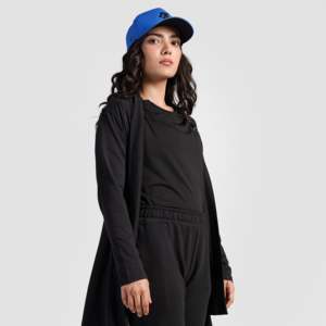 GA Autumn Long Cardigan with Print Black <b>Wool</b> and Fur <b>Wrap</b> for Comfort and Style - Product Image 3