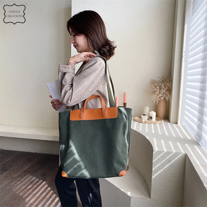 Bolso de mano de lona de algodón reciclado natural personalizable, bolso ecológico con asa blanca lisa y logotipo personalizado, bolso de compras reciclado - Product Image 6