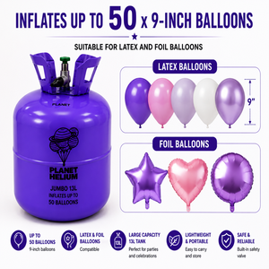 Cilindro de Helio Desechable de Acero de 13L para Inflar Globos |   Baja Presión |   Llena 50 Globos |   Hecho en Europa |   Venta al por Mayor OEM - Product Image 5