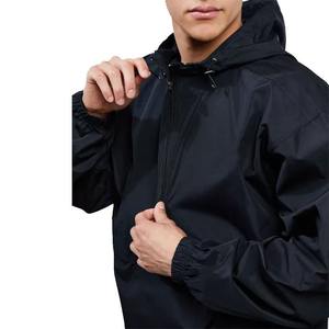 Pull à capuche personnalisé à demi fermeture éclair Pull à capuche de couleur unie Veste coupe-vent d'extérieur pour hommes - Product Image 4