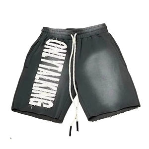 Pantalones cortos de lana Vintage de diseño personalizado para hombre, patrón sólido desteñido por el sol, estilos de bordado desgastado de algodón pesado - Product Image 3