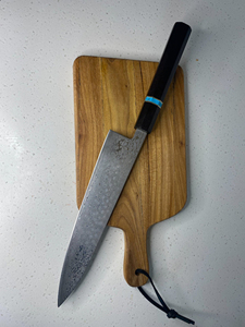 Cuchillo de chef de acero damasco de alta resistencia con mango de madera Pakka Hoja de acero inoxidable para cocina Uso industrial DIY Grads. - Product Image 4