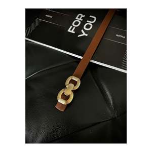 Double Buckle Women's Trouser <b>Belt</b>, Jacket <b>Belt</b>, Shirt <b>Belt</b>, Dress <b>Belt</b> - <b>Tan</b> - Product Image 1