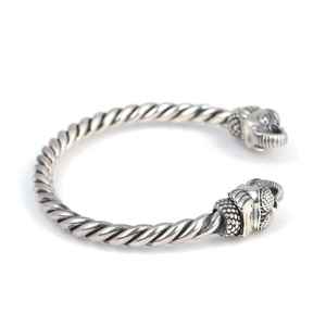 Bracelet unisexe torsadé en argent sterling 925 avec tête d'éléphant, plaqué or, breloque religieuse, cadeaux pour fêtes, diamètre 5,9 cm - Product Image 2