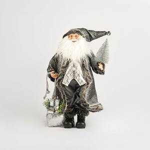 Decoración Navideña Tradicional de Santa Claus de 60 cm, Hecha a Mano con Madera Natural y Ratán Sintético - Product Image 1