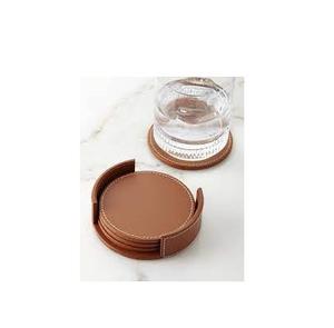 Posavasos de piedra de cuero para bebidas, juego de posavasos de forma redonda para bebidas, oficina, café, comedor, fiesta, boda personalizada al aire libre - Product Image 2