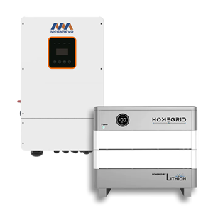 Invertisseur hybride Megarevo 10 kW R10KLNA avec pack de batteries au lithium HomeGrid Stack'd 9,6 kWh 48 V pour appareils électroménagers - Product Image 1