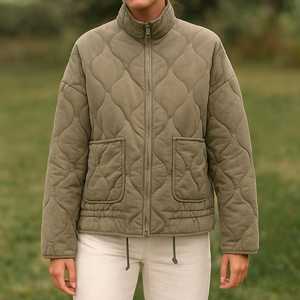 Veste matelassée en tricot pour femmes grandes tailles, manches longues, coupe confortable, chaude, respirante, imperméable, en polyester - Product Image 5