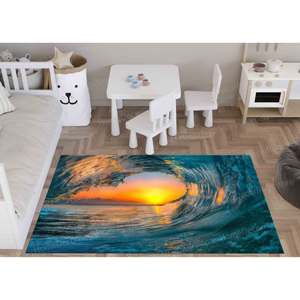 Alfombra con estampado de paisaje al atardecer, regalos personalizados, decoración costera, alfombra fina no tejida - Product Image 4