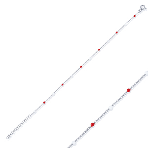 <b>Red</b> and White Enamel Design Gold Plated Turkish Handmade 925 Sterling Silver Trendy Wedding Party Chain <b>Bracelet</b> - Product Image 4
