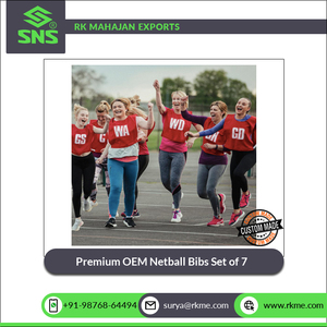 Juego de Baberos de Netball OEM de tela de poliéster estirable transpirable al por mayor de calidad superior 0f 7 Ideal para práctica de Netball y partidos - Product Image 5