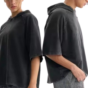 Pull-over à capuche en coton pour l'hiver, tissu brodé de poids moyen délavé, qualité supérieure, vêtements unisexes à la mode, tendance - Product Image 6