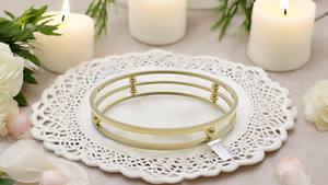 Plateau de service en verre et en métal de forme ronde dernier modèle Plateau de service en métal de taille moyenne pour les fêtes - Product Image 2