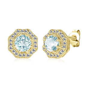 Boucle d'oreille <span class=keywords><strong>tendance</strong></span> 2022 pierre naturelle bleu topaze bijoux en argent sterling 925 boucles d'oreilles hexagonales bijoux destinée - Product Image 5