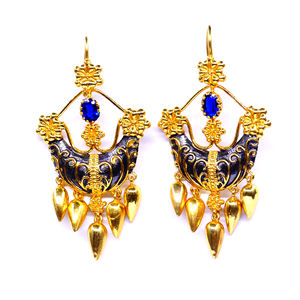 Boucles d'oreilles uniques élégantes et à la mode en argent sterling traditionnel plaqué or 925 avec pierres précieuses en kyanite - Product Image 2