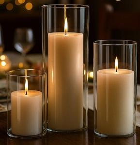 Vela de Cera en Forma de Pilar para el Festival Islámico del Eid Ramadán, en Frasco de Vidrio Cilíndrico, Centro de Mesa para el Hogar, Decoración para Bodas y Fiestas, Regalo Perfumado - Product Image 1