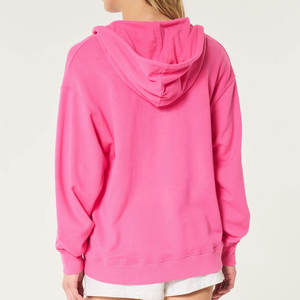 Sudaderas con cremallera de color rosa para mujer, sudaderas con capucha de moda de manga larga con logotipo personalizado para entrenamiento, sudaderas con capucha de último diseño para mujer - Product Image 3