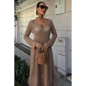 Vestido Étnico 2859 con Cintura Natural, Transpirable, con Detalle de Botones y Falda en Capas - Product Image 4