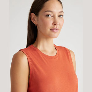 Top de Yoga de calidad Premium de talla grande para mujer, gimnasio de camiseta sin mangas de entrenamiento de fibra de bambú/algodón transpirable, patrón sólido de punto con OEM - Product Image 6