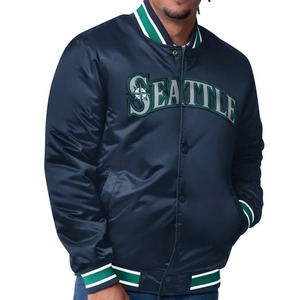 Mode personnalisée veste Letterman en satin manches contrastées brillantes - Product Image 4