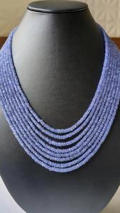 Collar de cuentas de piedras preciosas de tanzanita de 8 capas, collar de piedra Natural de calidad superior Rondelle facetado - Product Image 4