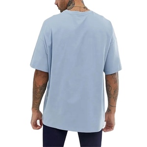 Camisetas de Verano para Hombre, Estilo Urbano, Corte Holgado, Color Sólido, Logotipo Personalizado, 100% Algodón Grueso, Camisetas Cortas para Hombre - Product Image 5