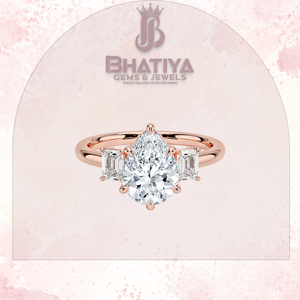 Handcrafted Cut Three Stone <b>Diamond</b> <b>Ring</b> Luxury Fine Jewelry Original 14K Gold <b>Ring</b> with Certified Lab <b>Diamond</b> Jewelry for Women - Product Image 3