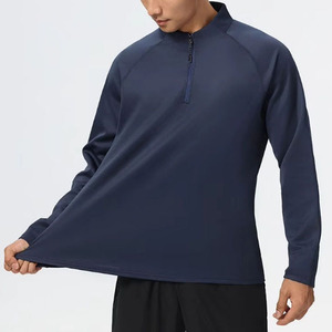 Premium Custom Logo Gym 1/4 Quarter Zip Stand-up Collar Neck Pullover Camisetas Ropa deportiva Manga larga Hombres Jogging Golf Camisas - Product Image 3