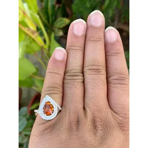 Natural Honey Citrine Pear Cut <b>Ring</b> 925 Sterling Silver Handmade Gemstone Jewelry Wholesale Supplier - Product Image 4