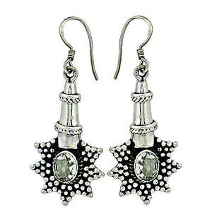 Pendientes de Plata 925 con Diseño de Estrella y Piedras Preciosas (Granate, Topacio, Amatista, Diamante, Rubí, Esmeralda) - Chapados en Oro - Para Mujer - Product Image 3