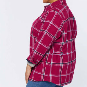 Chemise en flanelle décontractée gratuite pour les femmes, doux et confortable, avec bouton tissé, logo à l'avant, personnalisable, décontracté, superposition d'automne - Product Image 6