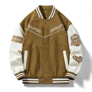 Chaqueta Varsity Personalizada de Moda para Hombre, Estilo Casual, Cuello Alto, Color Naranja, Bordado Personalizado de Béisbol - Product Image 3