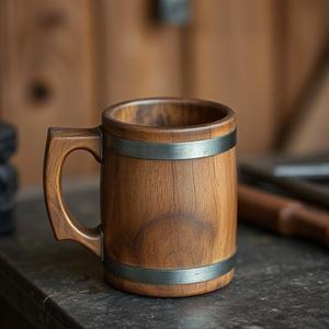 แก้วมักใส่เบียร์ทำจากไม้อะคาเซียหรือมะม่วงโบราณแก้วกาแฟ - Product Image 3