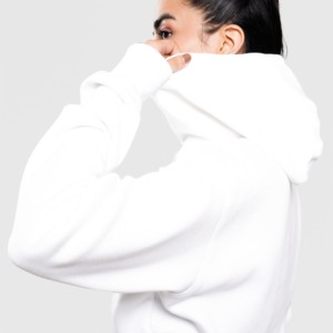 Sweat à capuche décontracté respirant en tissu tricoté blanc pour la saison d'automne - Product Image 5