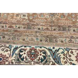 Alfombra de lana turca Vintage de 2x3,2 pies, diseño de retales de estilo tradicional beige y azul, alfombra para sala de estar con respaldo de látex - Product Image 5