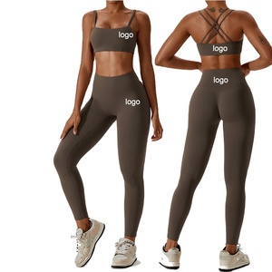 Ensemble de leggings et soutien-gorge de sport personnalisé, respirant, écologique, à séchage rapide, avec design sur le devant et à la taille pour femmes - Product Image 1