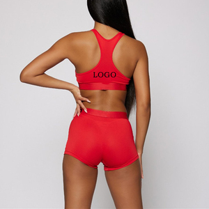 Nuevo logotipo personalizado Top Plain Shorts Set Yoga Mujeres Ropa Carta Gimnasio Fitness Conjuntos Mujeres Sujetador y bragas Conjuntos - Product Image 2