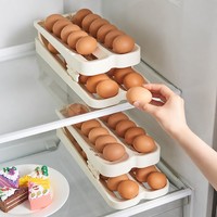 Boîte de rangement pliable pour œufs de réfrigérateur, plateau à œufs roulant, organisateur portable en plastique pour la cuisine