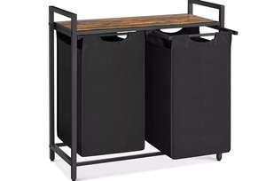 Meilleur panier à linge à cadre en métal à 2 compartiments Sacs amovibles Organisateur de vêtements pour buanderie - Product Image 2