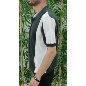 Chemise en tricot à col polo à manches courtes pour homme, motif à blocs, 36343 - Vert - Product Image 5