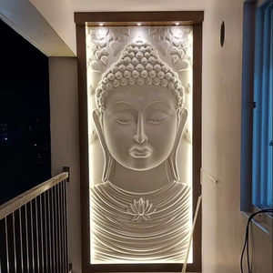 รูปปั้นพระพุทธรูปหินอ่อนสีขาวแขวนผนังรูปปั้นหินอ่อนตกแต่งบ้านภาพจิตรกรรมฝาผนังทำมือ - Product Image 1
