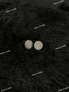 ต่างหูเงินประดับมอยส์ซาไนต์ทรงกลมแบบฝังเพชร ดีไซน์เรียบหรู ประดับเพชรเต็มเม็ด สำหรับผู้หญิง สวมใส่ได้ทุกวัน - Product Image 5