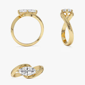 Impresionante Anillo de Diamante Cultivado en Laboratorio con Corte Marquise y Diseño Cruzado, 1.00 Ct E-F VS, Oro de 14K, para Regalo de Aniversario de Bodas - Product Image 4
