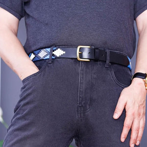 Cinturones de polo de cuero genuino de alta calidad para hombres y mujeres Cinturones cosidos duraderos de cuero genuino - Product Image 2