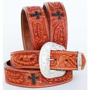 Genuine Cow Leather Western Cowboy Belt Hand <b>Tooled</b> Design <b>Engraved</b> Buckle Manufacturer Supplier Western Belt - Product Image 5