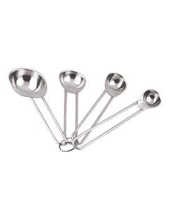 Ensemble de 4 tasses à mesurer et 4 cuillères en acier inoxydable avec marques gravées, écologiques, compatibles lave-vaisselle, ustensiles de cuisine - Product Image 3