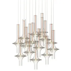 SorenGlass Luminaire moderne inspiré des designers, AC 220V E26, suspendu pour la pièce, blanc chaud 4000K 3000K, fabriqué en verre, acier inoxydable, acrylique - Product Image 2